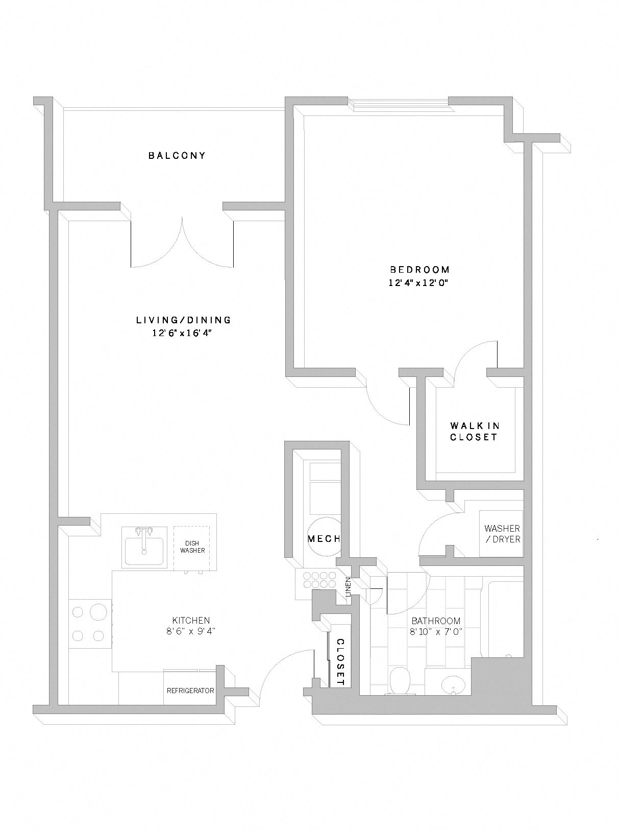Floor Plan A2 1 Bed 1 Bath A2 Floor Plan 3